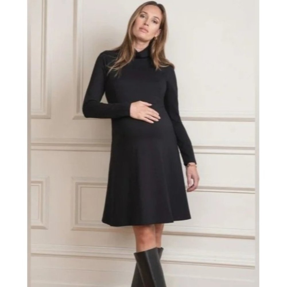 Seraphine Maternity Black Long Sleeve Turtleneck Vanessa Dress